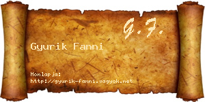 Gyurik Fanni névjegykártya